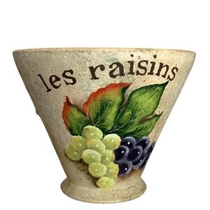 Vase Pot Planter Les Raisins French Country Grapes Floral Rustic Farmhouse Wine